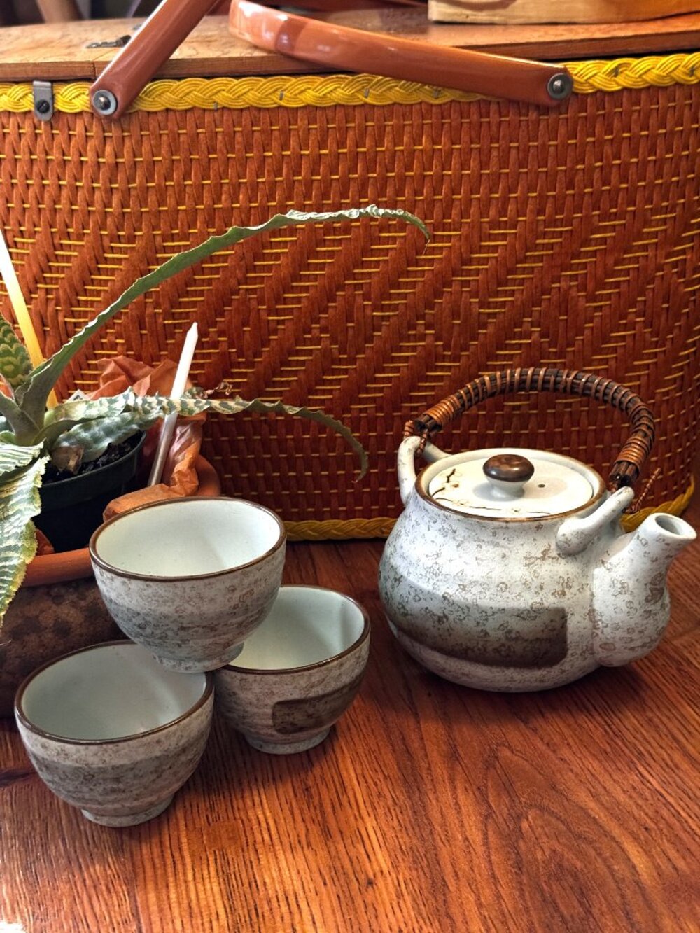Shikino Utsuwa Kafuh Ceramic Tea Service, Teapot and Cups, Sakura Blossoms